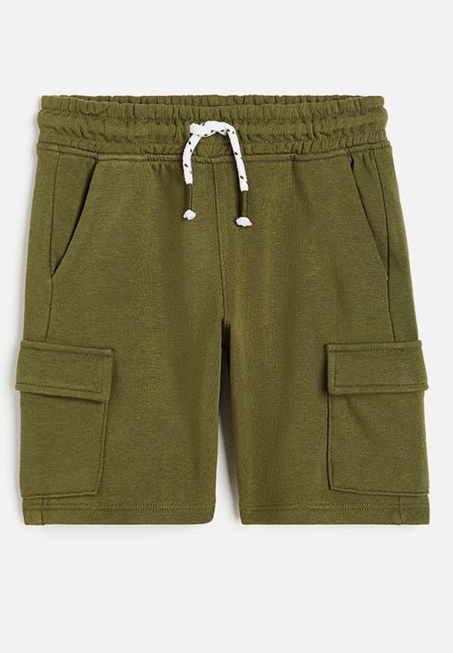 H&M - Cargo sweatshirt shorts - dark khaki green