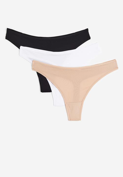 H&M - 3-Pack microfibre thong briefs - multi