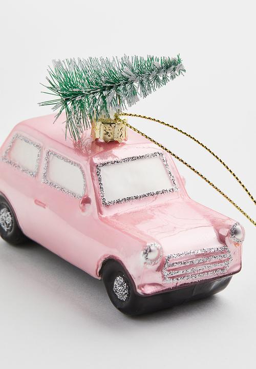 H&M - Glass christmas tree decoration - light pink car 
