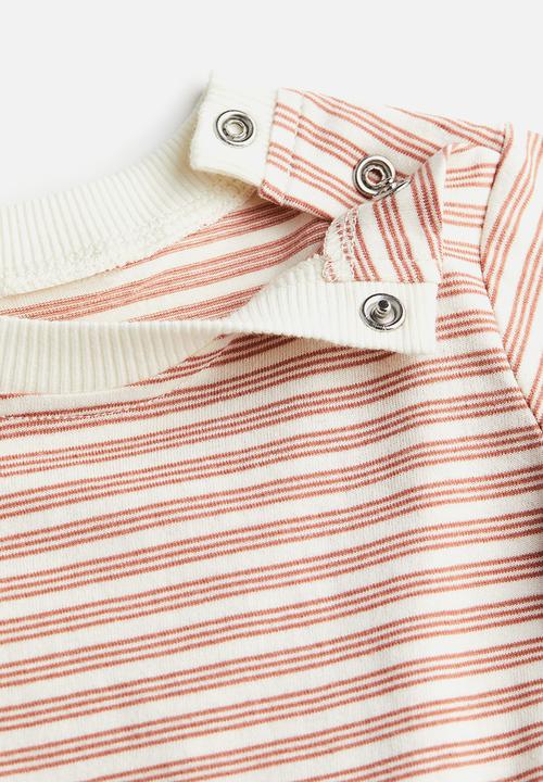 H&M - 2-Piece t-shirt and dungaree set - rust red striped 