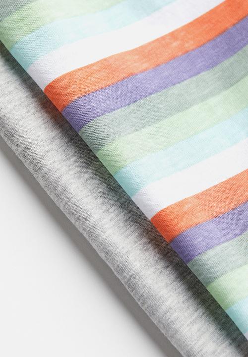 H&M - 2-pack t-shirts -  light grey marl striped