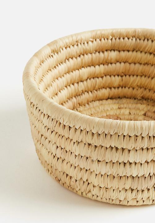 H&M - Small lidded straw basket - beige