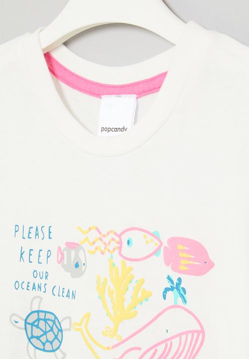Pop Candy - Printed tee - pink & white