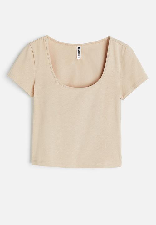 H&M - Cotton jersey top - beige