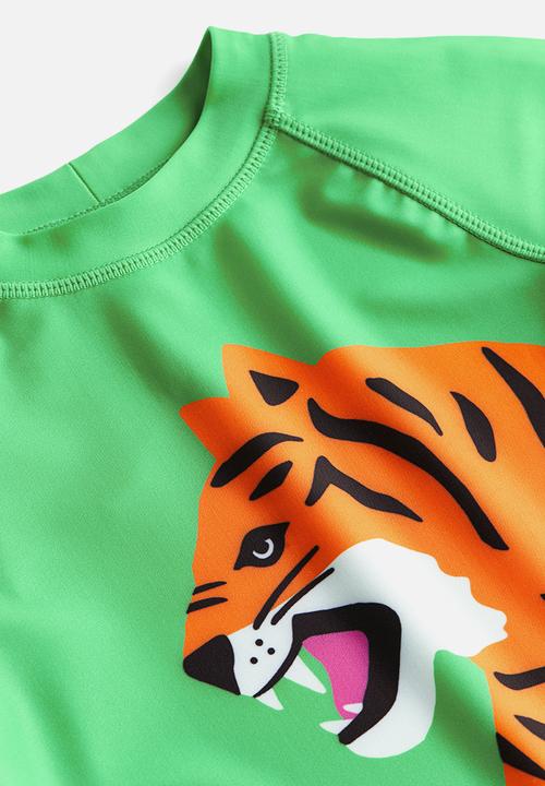 H&M - Upf 50 swim top - bright green tiger