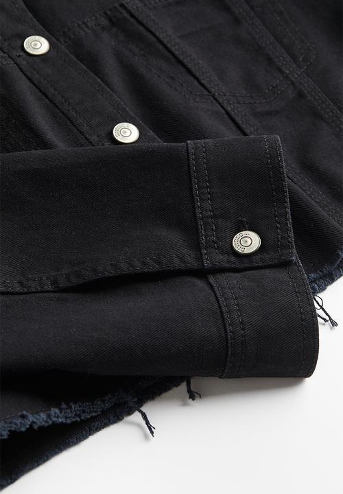H&M - Cropped twill jacket - black