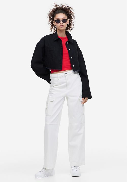 H&M - Cropped twill jacket - black