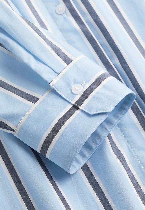 H&M - Oversized poplin shirt - light blue/striped