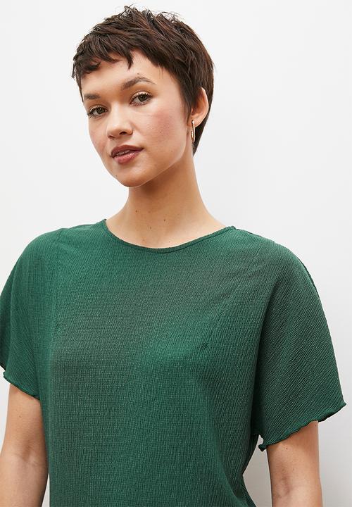 edit - Textured drape top - green