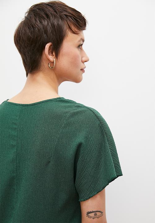 edit - Textured drape top - green