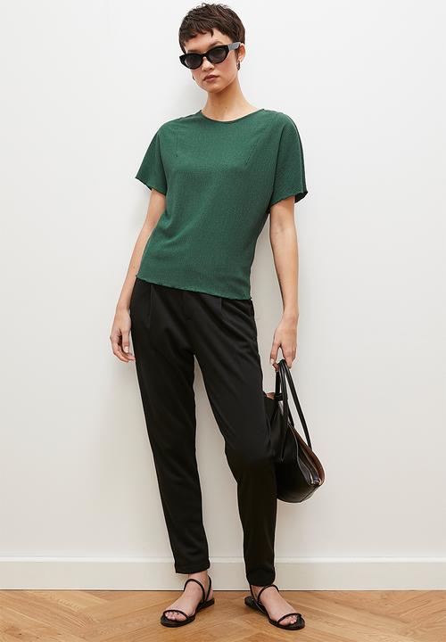 edit - Textured drape top - green