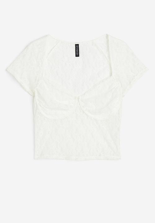 H&M - Gathered bustier top - white