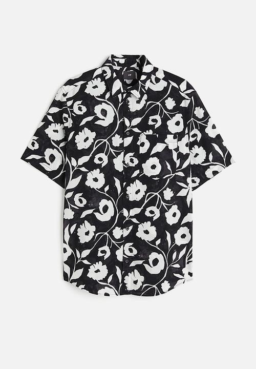 H&M - Cotton shirt regular fit - black floral 