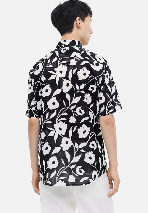 H&M - Cotton shirt regular fit - black floral 