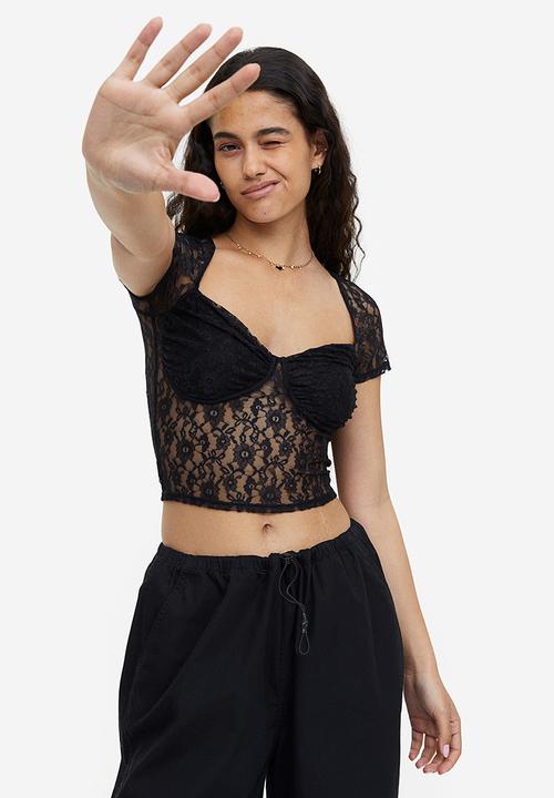 H&M - Gathered bustier top - black