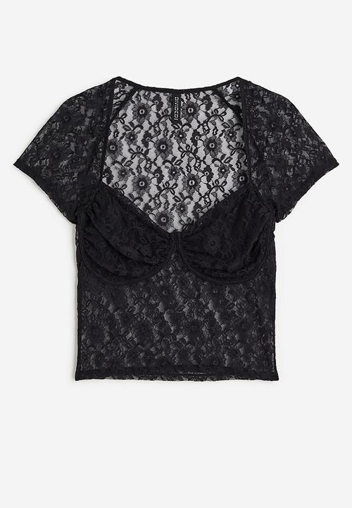 H&M - Gathered bustier top - black