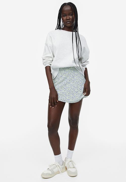 H&M - Patterned a-line skirt - green & blue floral