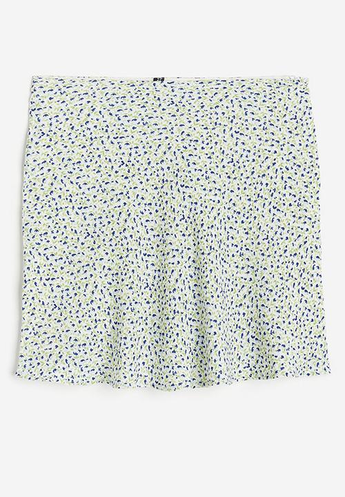H&M - Patterned a-line skirt - green & blue floral