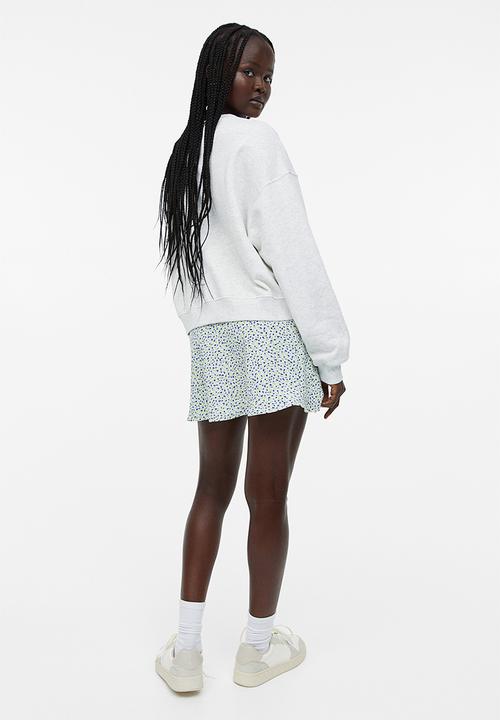 H&M - Patterned a-line skirt - green & blue floral