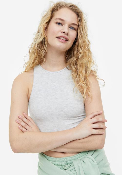 H&M - Cropped vest top - light grey marl