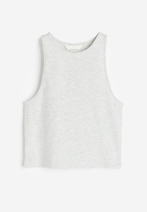 H&M - Cropped vest top - light grey marl