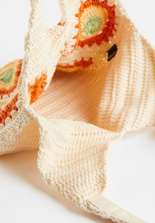 H&M - Crochet-look shopper - cream patterned