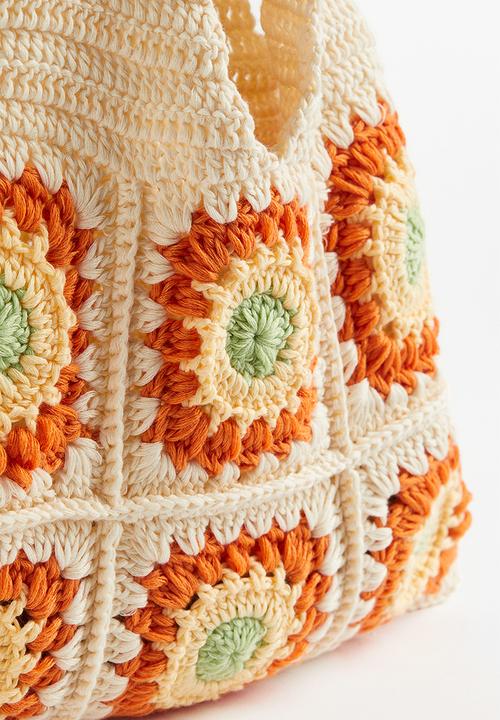H&M - Crochet-look shopper - cream patterned