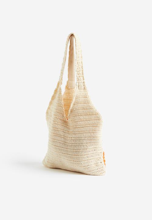 H&M - Crochet-look shopper - cream patterned