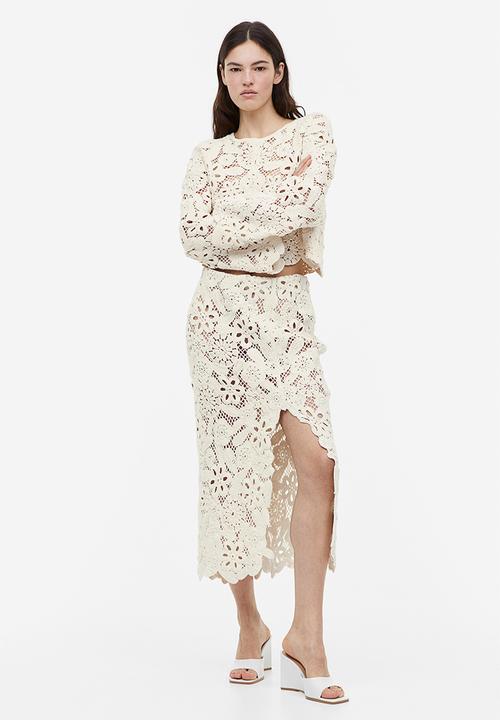 H&M - Crochet-look skirt - cream