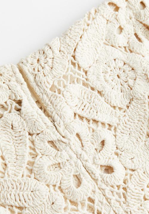 H&M - Crochet-look skirt - cream