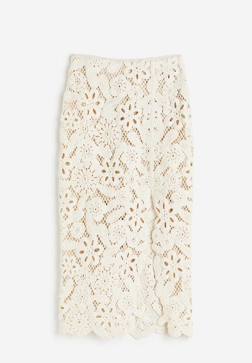 H&M - Crochet-look skirt - cream