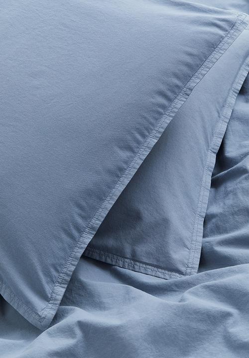 H&M - Washed cotton double/king duvet cover set - blue