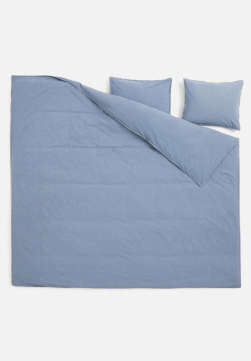 H&M - Washed cotton double/king duvet cover set - blue
