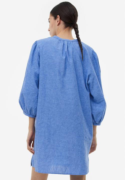 H&M - Linen-blend tunic dress - blue