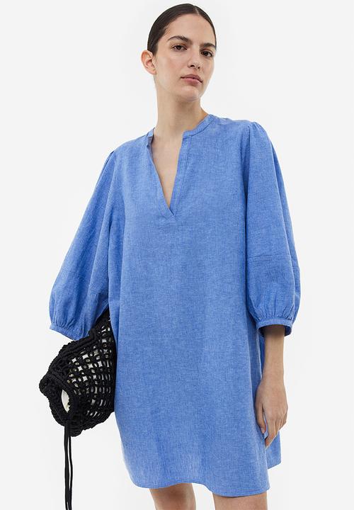H&M - Linen-blend tunic dress - blue