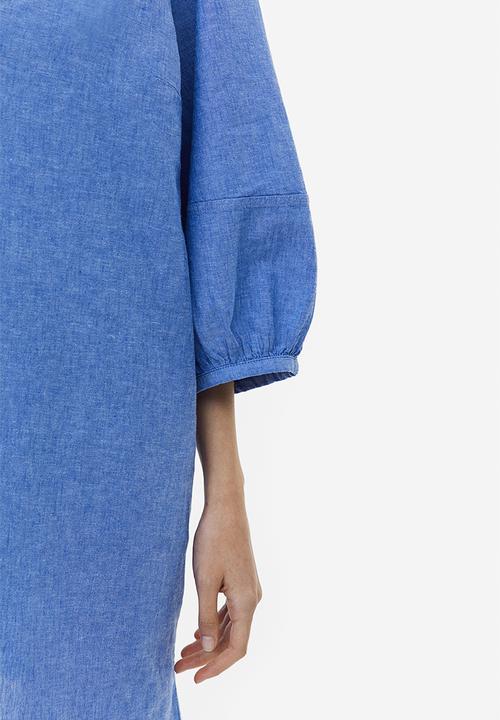 H&M - Linen-blend tunic dress - blue