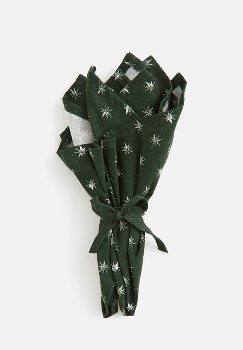 H&M - 2 Pack cotton napkins - green stars
