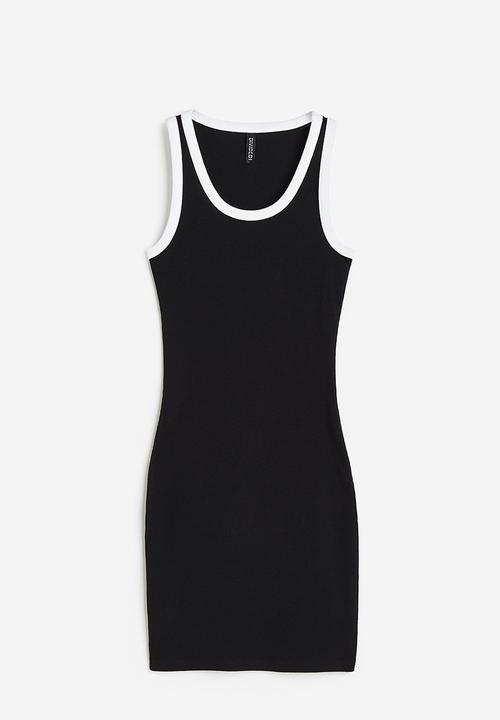 H&M - Ribbed bodycon dress - black/white