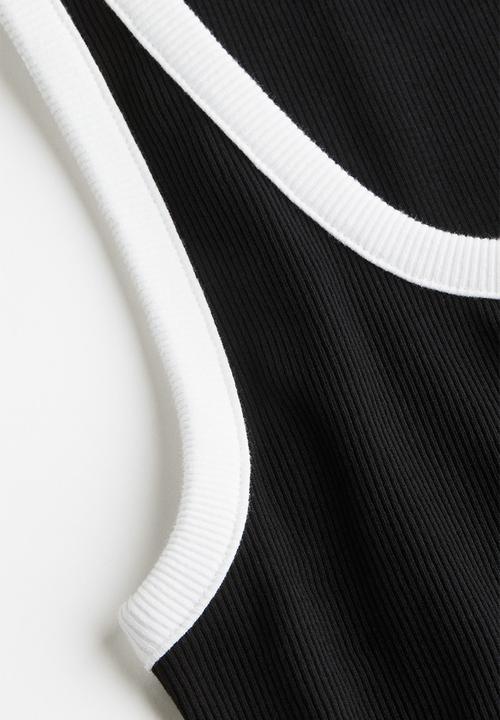 H&M - Ribbed bodycon dress - black/white