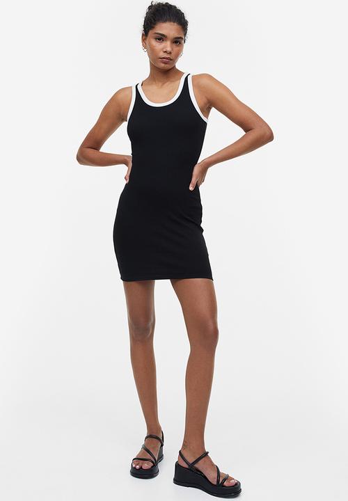 H&M - Ribbed bodycon dress - black/white