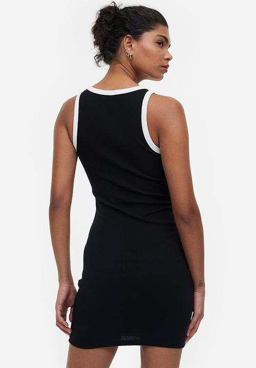 H&M - Ribbed bodycon dress - black/white
