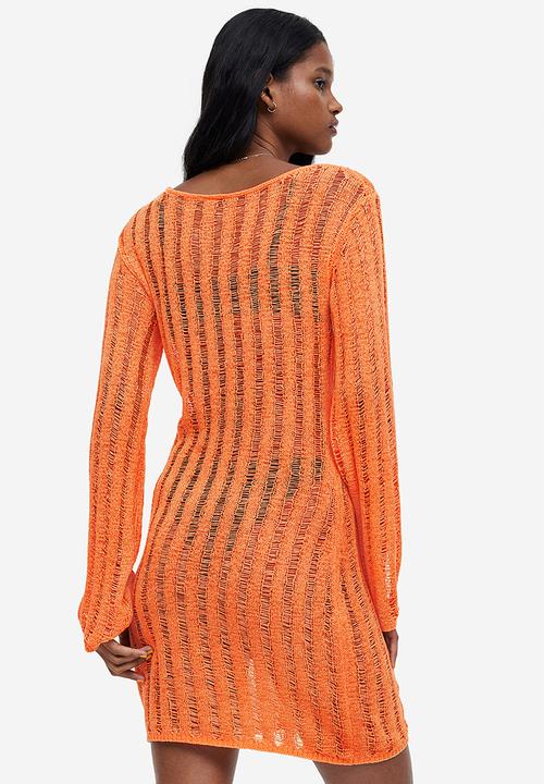 H&M - Textured-knit dress - orange