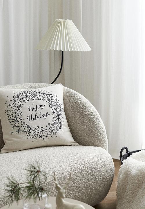H&M - Printed cushion cover - natural white wreath 