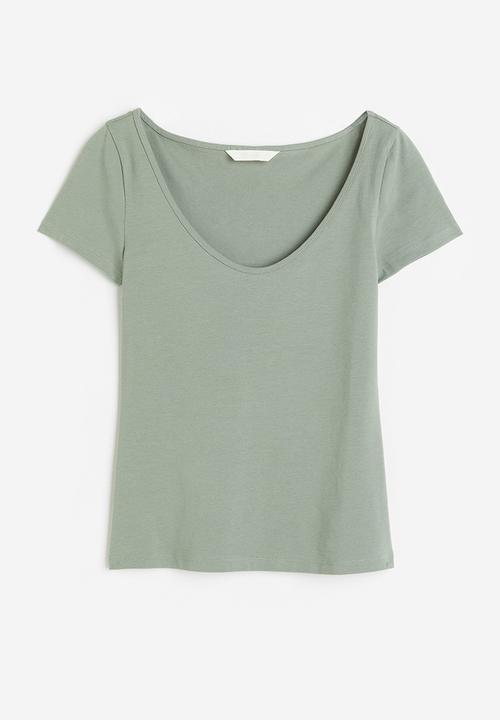 H&M - Fitted T-shirt - sage green