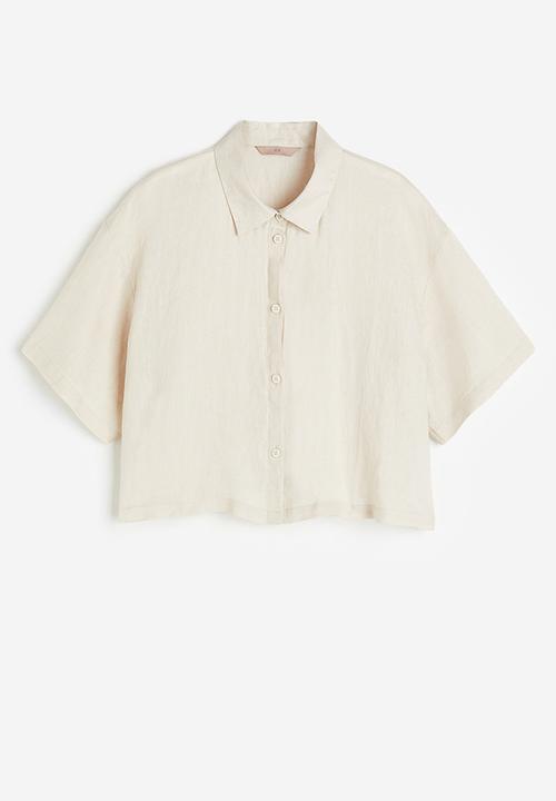 H&M - Cropped linen shirt - light beige