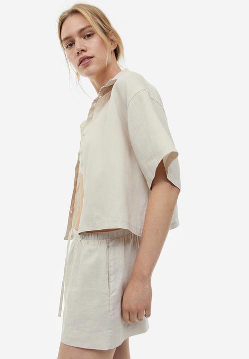 H&M - Cropped linen shirt - light beige