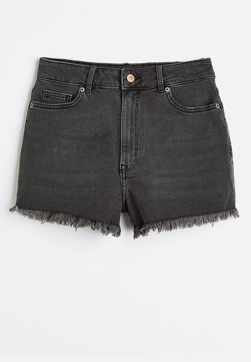 H&M - High-waisted denim shorts - dark grey
