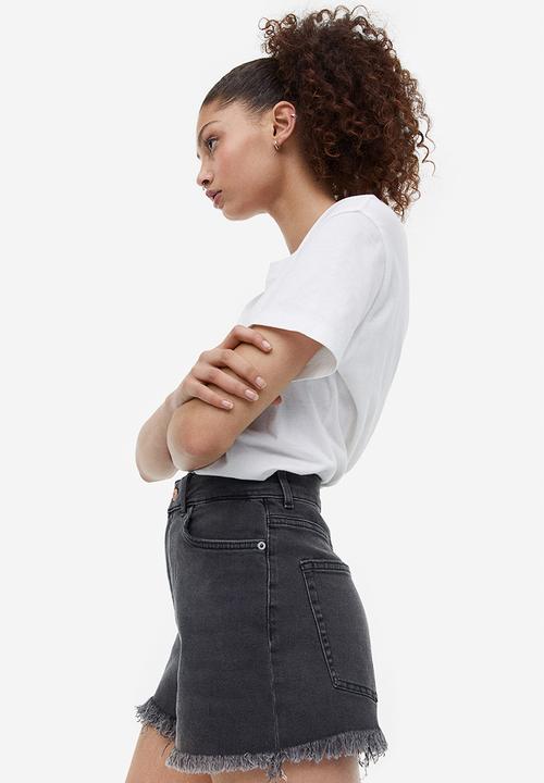 H&M - High-waisted denim shorts - dark grey