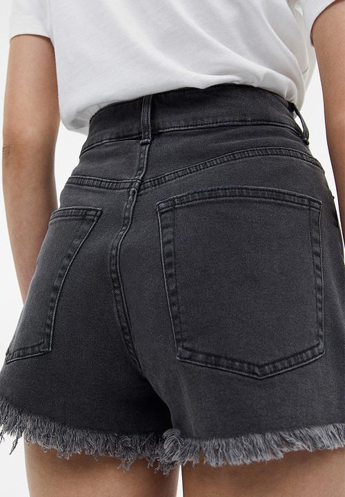 H&M - High-waisted denim shorts - dark grey