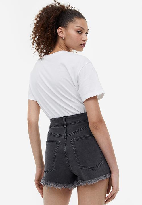 H&M - High-waisted denim shorts - dark grey